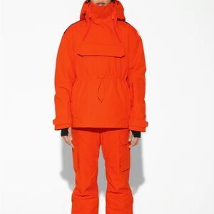Bright Orange Anorak Ski Jacket and Pants Set